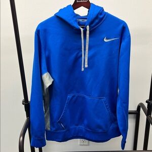 Nike Men's Royal Blue Hoodie with Gray Accents